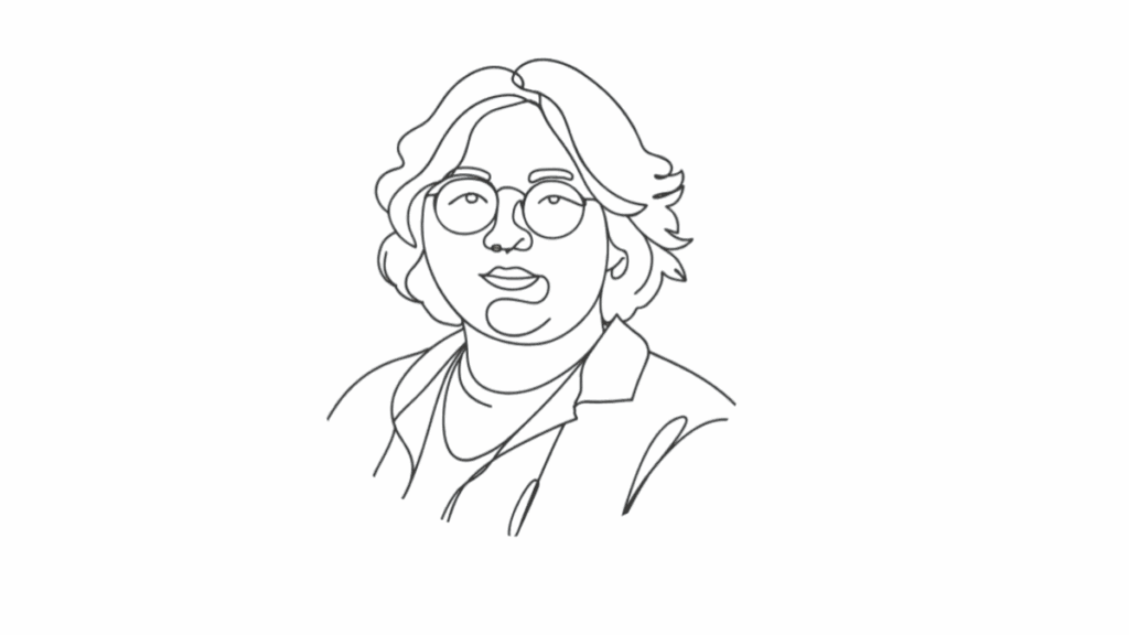 Line drawing avatar of Elaine